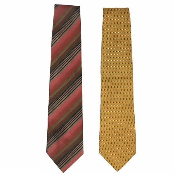 2 Ties Lot Kenneth Cole & Nautica 100% Silk Stripe Geo Diamonds Print Classic - Picture 1 of 12